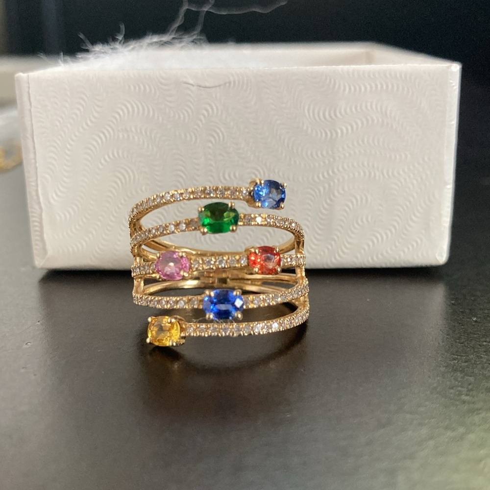 Effy Watercolors diamond and sapphire ring in 14k yellow gold